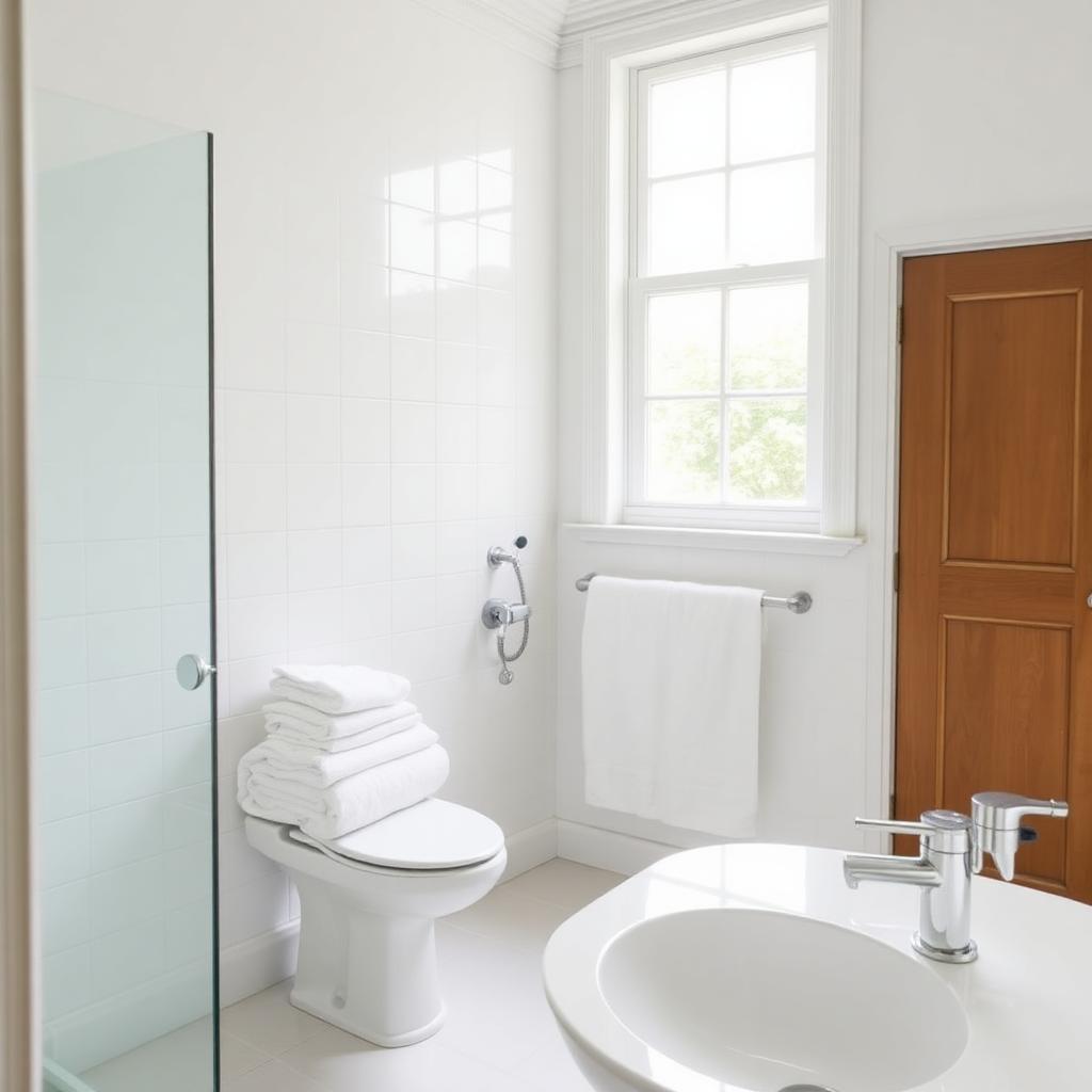 Spotless bathroom with fresh towels