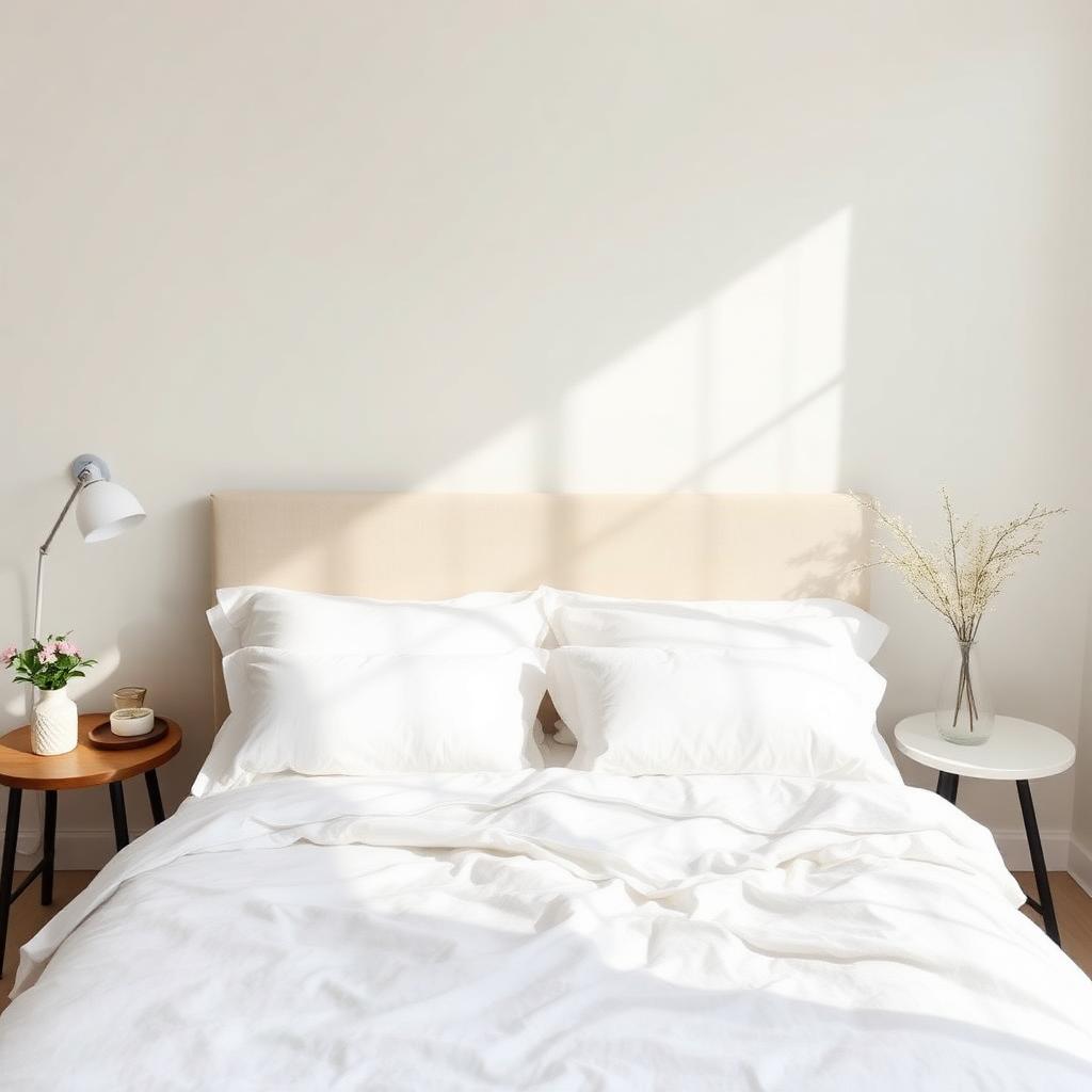 Freshly made bed with crisp linens
